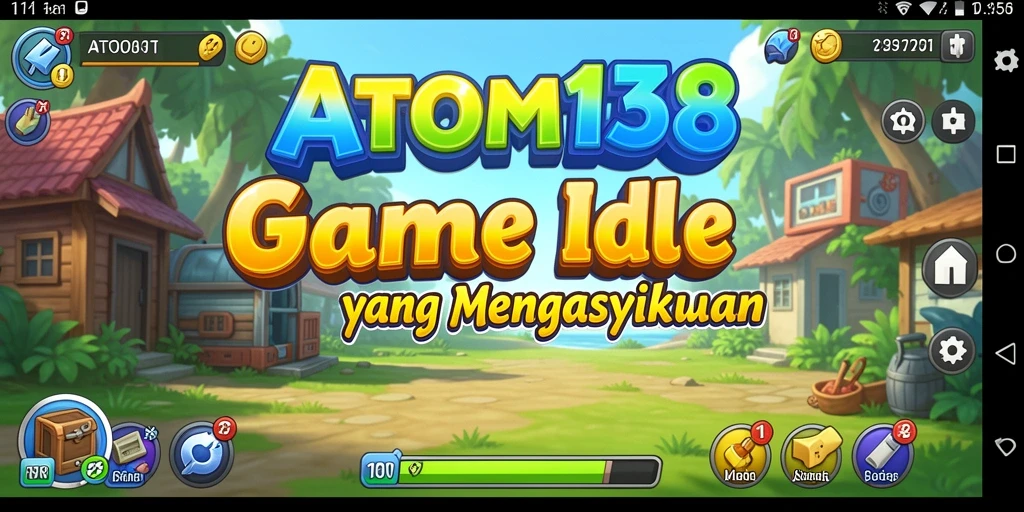 Screenshot gameplay ATOM138 menampilkan karakter dan sumber daya dalam mode Idle.