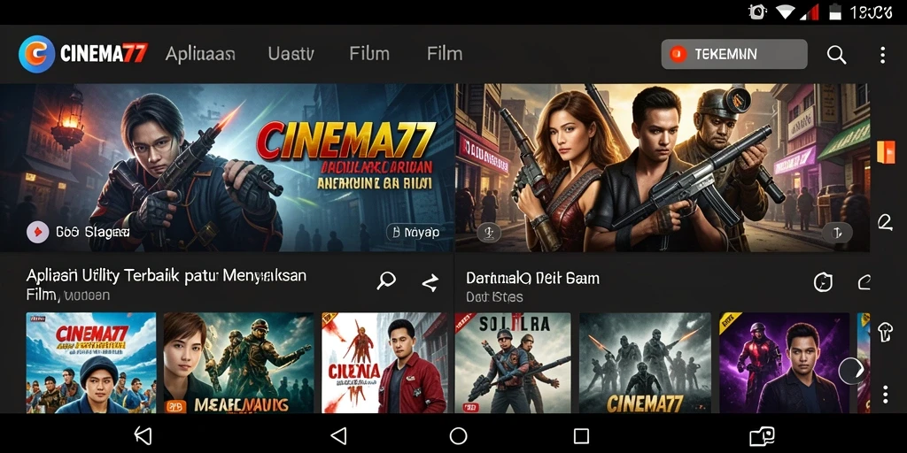 Tampilan antarmuka CINEMA77 yang user-friendly dan menarik.