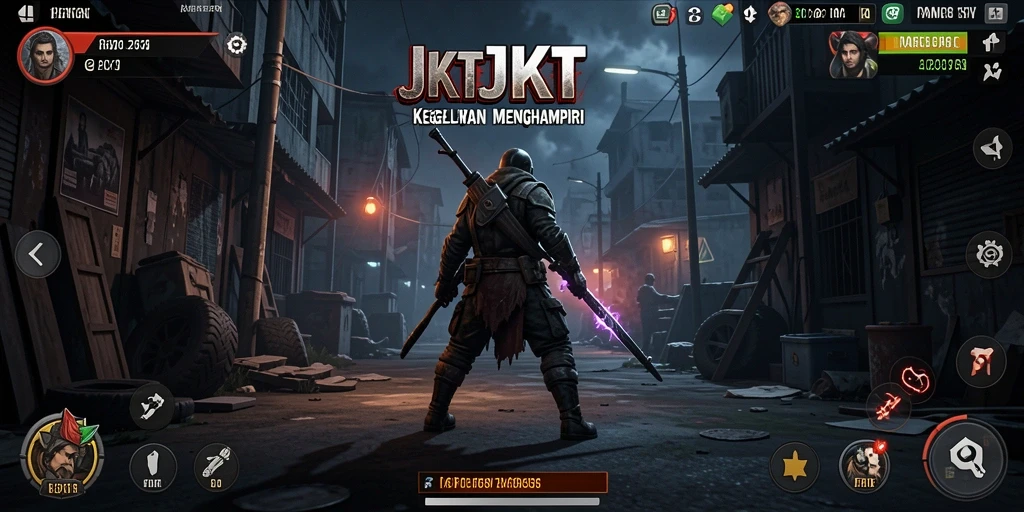 Screenshot utama JKTJKT menampilkan suasana mencekam dalam gameplay.