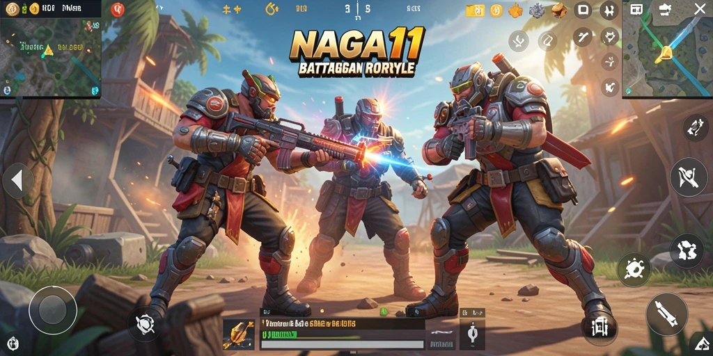 Tampilan menarik dari gameplay NAGA11 dalam pertempuran Battle Royale.