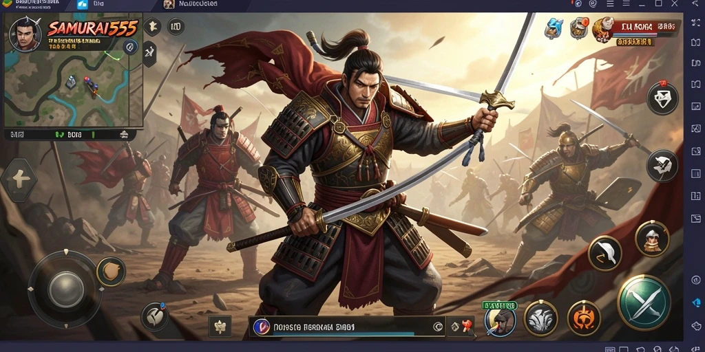 Tampilkan pertempuran strategis yang mendebarkan di SAMURAI555.