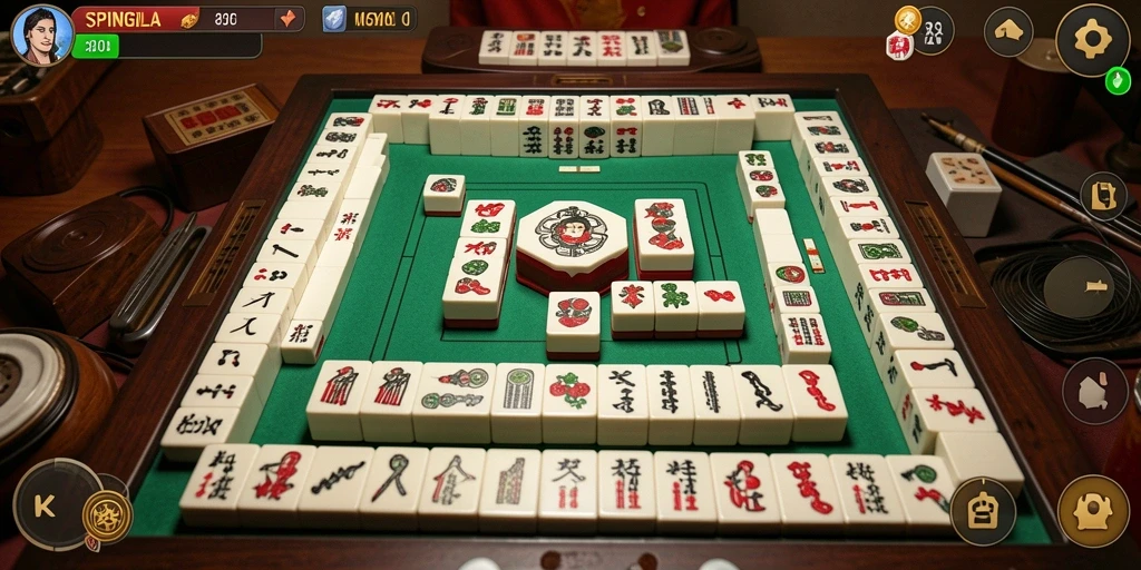 Screenshot gameplay SPINGILA menampilkan keseruan permainan Mahjong yang menarik.
