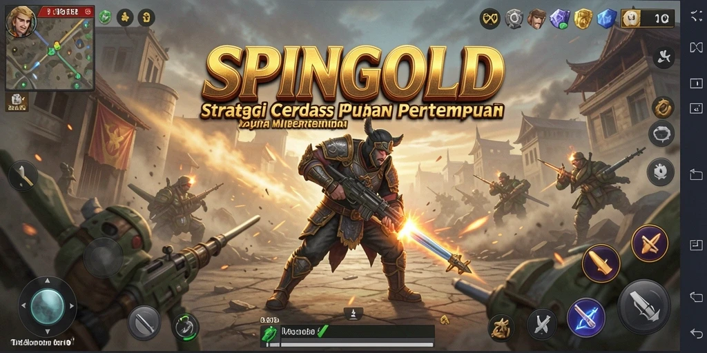 Screenshot gameplay SPINGOLD menunjukkan pertempuran yang mendebarkan.